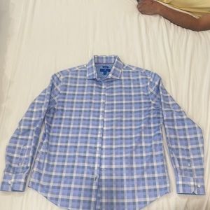 Lt. blue plaid Egara dress shirt.